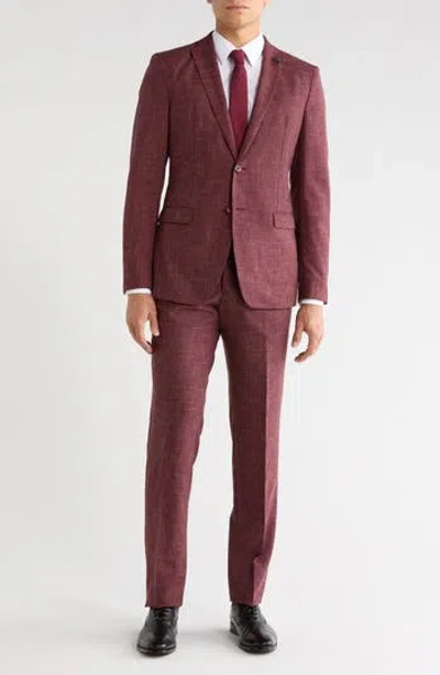John Varvatos Star Usa Solid Wool Blend Suit In Burgundy