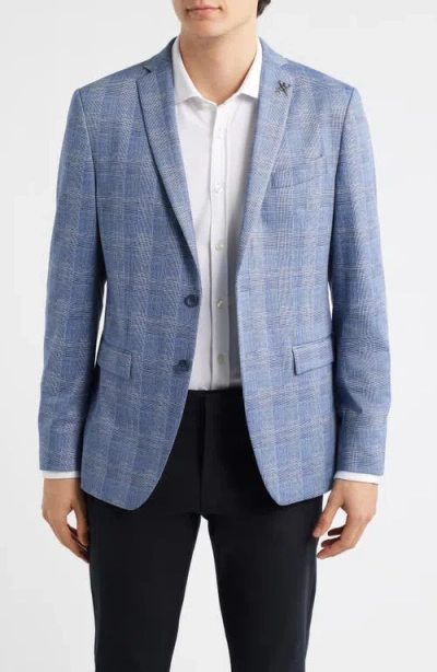 John Varvatos Star Usa Varick Slim Fit Blue Glen Check Knit Sport Coat