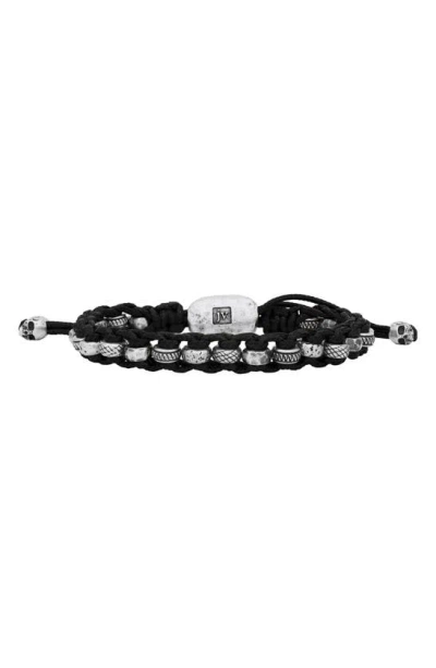 John Varvatos Sterling Silver Beaded Slider Bracelet In Black