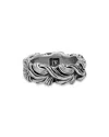 John Varvatos Sterling Silver Gothic Textured Wide Band Ring In Silver