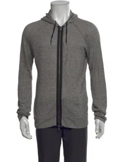 Pre-owned John Varvatos Striped Crew Neck Cardigan In Black
