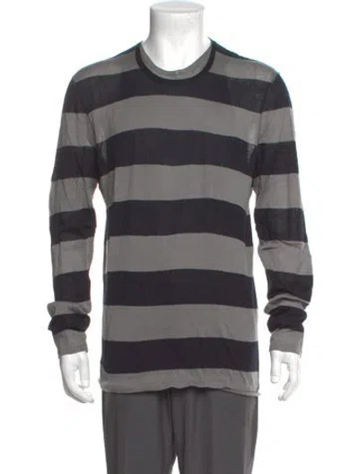 Pre-owned John Varvatos Striped Crew Neck Pullover In Gray