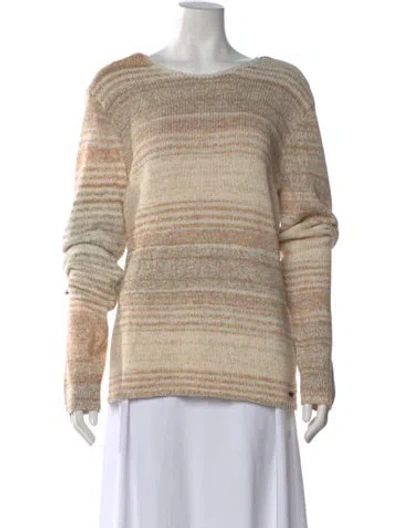 Pre-owned John Varvatos Striped Crew Neck Sweater W/ Tags In Neutral