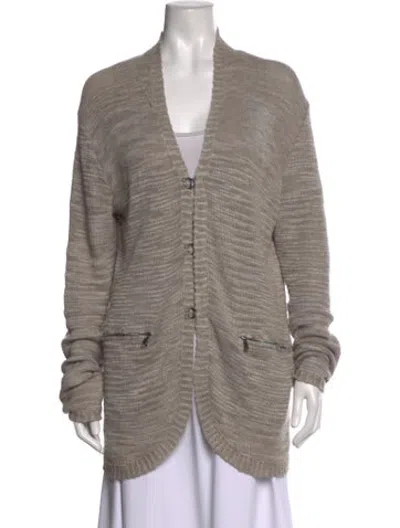Pre-owned John Varvatos Striped Open Front Sweater In Neutrals