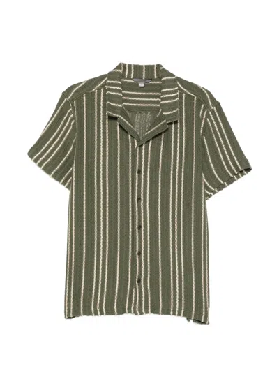 John Varvatos Elias Short Sleeve Vertical Texture Shirt In Green