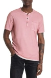 John Varvatos Sublime Wash Cotton Henley In Antique Pink