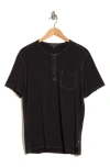 John Varvatos Sublime Wash Cotton Henley In Black