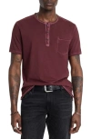 John Varvatos Sublime Wash Cotton Henley In Dark Plum