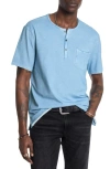 John Varvatos Sublime Wash Cotton Henley In Dusted Blue