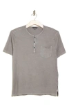 John Varvatos Sublime Wash Cotton Henley In Med Grey