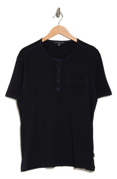 John Varvatos Sublime Wash Cotton Henley In Navy