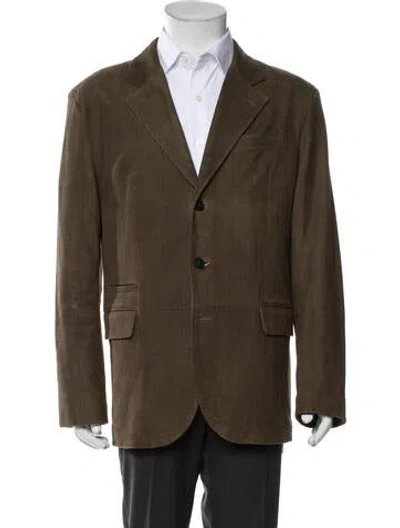 Pre-owned John Varvatos Suede Blazer In Green