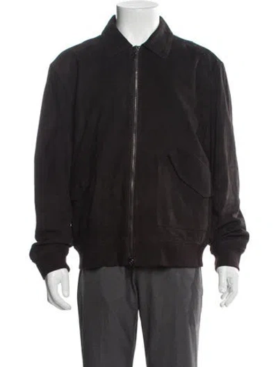 Pre-owned John Varvatos Suede Bomber Jacket In Gray