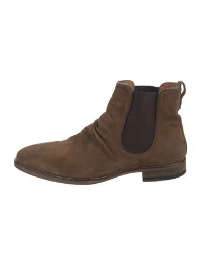 Pre-owned John Varvatos Suede Chelsea Boots In Brown