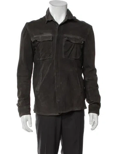 Pre-owned John Varvatos Suede Denim Jacket In Gray
