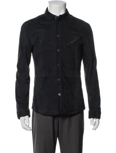 Pre-owned John Varvatos Suede Jacket In Blue