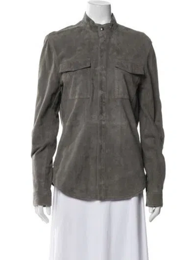 Pre-owned John Varvatos Suede Jacket In Gray