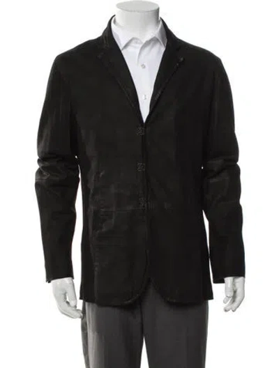 Pre-owned John Varvatos Suede Jacket W/ Tags In Black