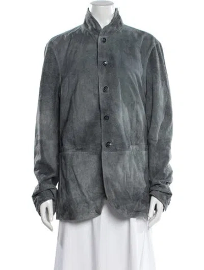 Pre-owned John Varvatos Suede Jacket W/ Tags In Gray