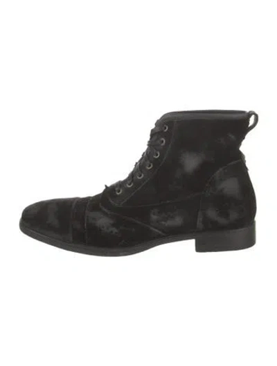 Pre-owned John Varvatos Suede Lace-up Boots In Black