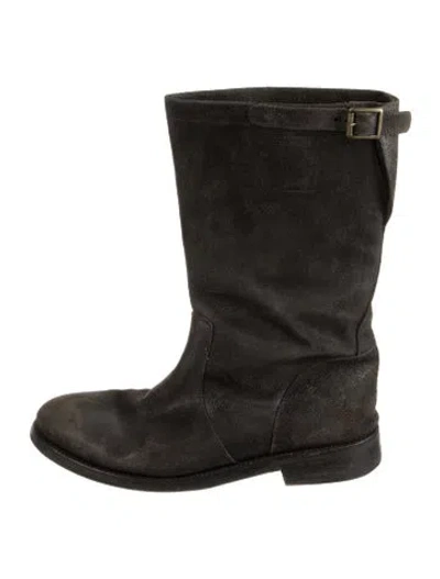 Pre-owned John Varvatos Suede Moto Boots In Black