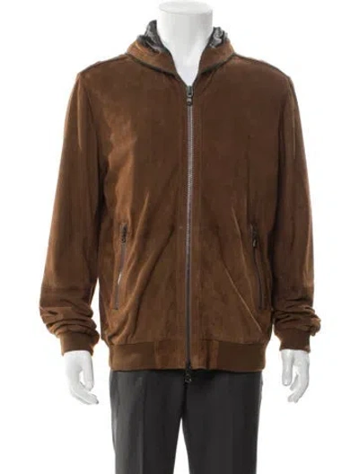 Pre-owned John Varvatos Suede Moto Jacket In Brown