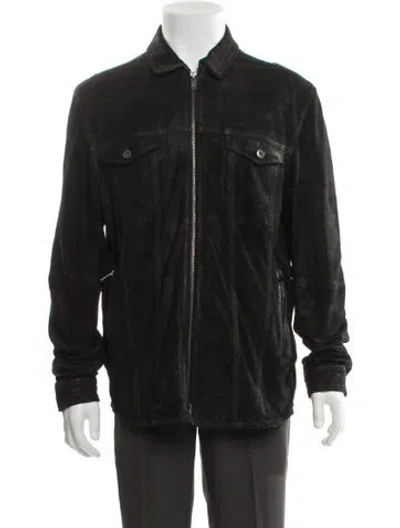 Pre-owned John Varvatos Suede Trucker Jacket In Black