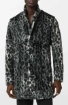 John Varvatos Templeton Leopard Print Faux Fur Topcoat In Gray