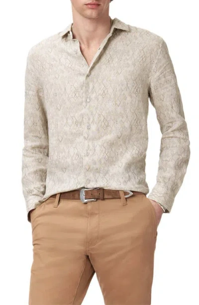John Varvatos Thompsom Linen Button-up Shirt In Brown