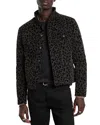 John Varvatos Tobi Animal Print Regular Fit Down Trucker Jacket In Black