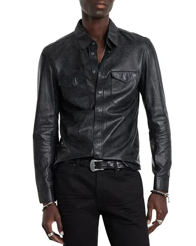 John Varvatos Travis Leather Shirt Jacket In Black