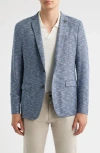 John Varvatos Varick Slim Fit Heathered Blue Knit Sport Coat