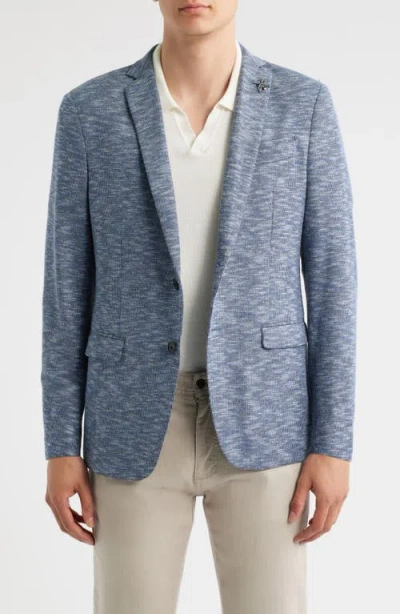 John Varvatos Varick Slim Fit Heathered Blue Knit Sport Coat In Navy/blue