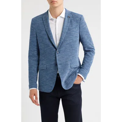 John Varvatos Varick Slim Fit Heathered Blue Knit Sport Coat