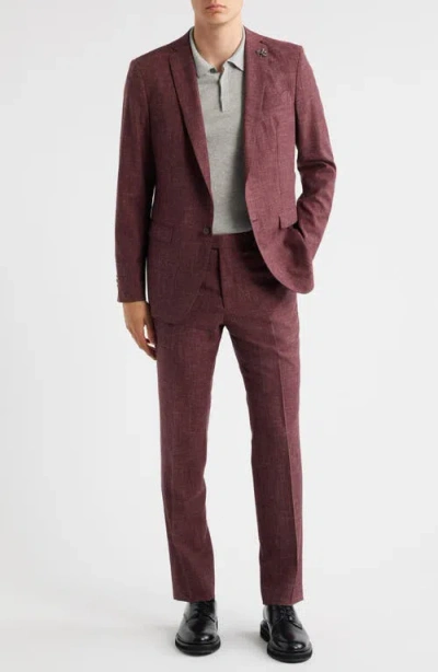 John Varvatos Varick Slim Fit Red Slub Wool & Linen Blend Suit