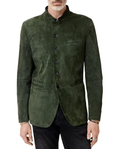 John Varvatos Varick Suede Slim Fit Jacket In Moss