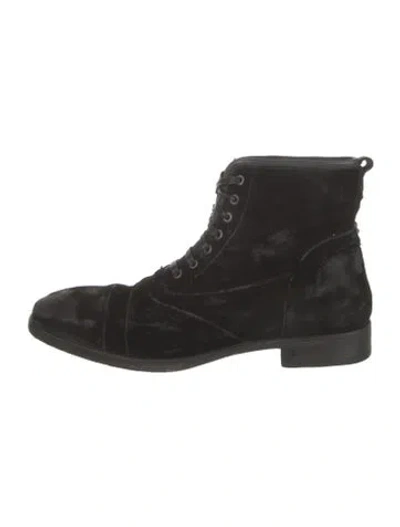Pre-owned John Varvatos Velvet Lace-up Boots In Black
