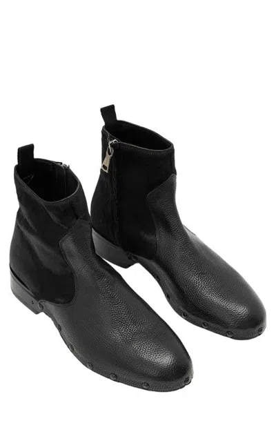 John Varvatos Verlaine Calf Hair Zip Boot In Black