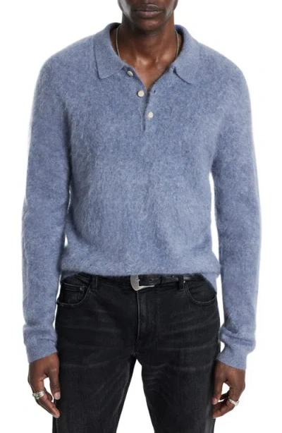 John Varvatos Verona Long Sleeve Cashmere Polo Sweater In Atlantic Blue
