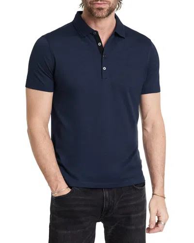John Varvatos Vestry Regular Fit Wool-blend Polo Shirt In Blue