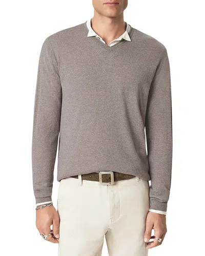John Varvatos Vichy Merino Wool V Neck Sweater In Gray