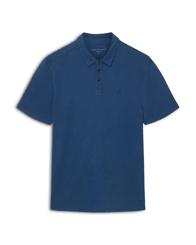 John Varvatos Victor Slub Polo Shirt In Blue