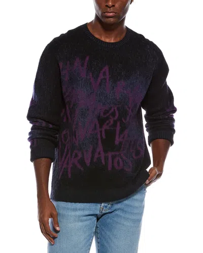 John Varvatos Vinheta Wool & Cashmere-blend Crewneck Sweater In Black