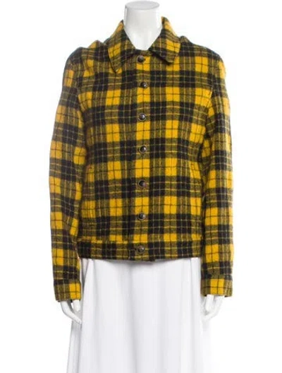 Pre-owned John Varvatos Virgin Wool Plaid Print Jacket In Multi