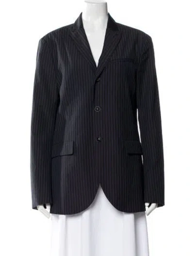 Pre-owned John Varvatos Virgin Wool Striped Blazer In Blue