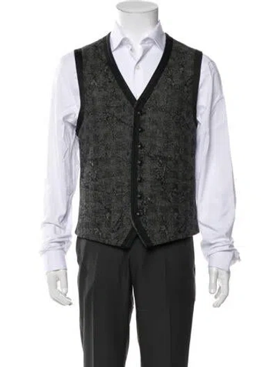 Pre-owned John Varvatos Virgin Wool Tweed Pattern Vest In Multicolor