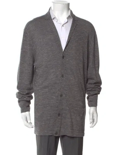 Pre-owned John Varvatos V-neck Long Sleeve Cardigan In Gray