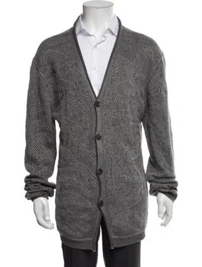 Pre-owned John Varvatos V-neck Long Sleeve Cardigan In Gray