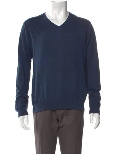 Pre-owned John Varvatos V-neck Long Sleeve Pullover In Blue