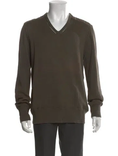Pre-owned John Varvatos V-neck Long Sleeve Pullover In Green
